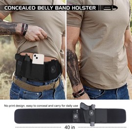 IC ICLOVER Belly Band Holster for Concealed Carry, Gun Holster for Women Men, Right Handed Waistband Pistol Holsters, Fits Glock, Smith Wesson, Taurus, Ruger and Similar Guns for Pistols Revolvers - M