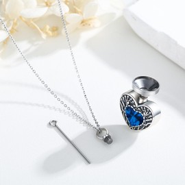 Urn Necklace for Ashes Teardrop/Heart Tree of Life Urn Necklace 925 Sterling Silver Birthstone Ash Pendant Necklace Cremation Memorial Jewellery for Women Men Pet