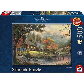Schmidt Spiele 58465 Jigsaw Puzzle 500 Pieces Idyll by the River, Thomas Kinkade
