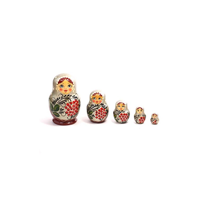 Semenov Matryoshka 5 Piece Headband "Berry" (Made in Russia) (SILVER)