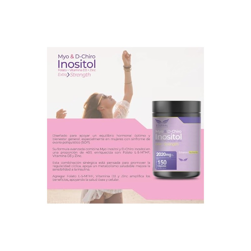 Eternal Nutrition Essentials Inositol Myo Chiro 150 Cápsulas Folato Metilado