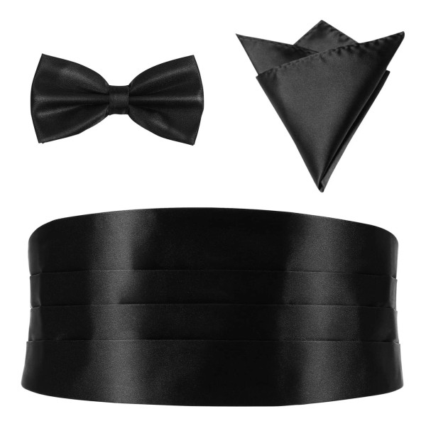 SUPVOX Gentleman Suit Accessories: 3pcs Men's Satin Bow Tie, Cummerbund,