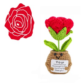 Mini Potted Crochet Rose & Animal Gifts - Cute Teacher Appreciation,Valentine's Day,and Romantic Gifts for Men and Women with Card Decor - Perfect for Special Occasions