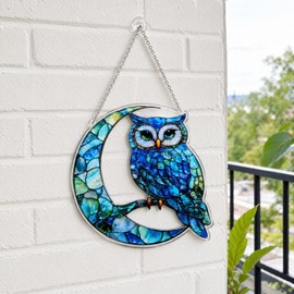 Enchanting Owl Suncatcher, Acrylic Stained Glass Sun Catchers for Windows & Walls, Garden Ornaments Outdoor, Hanging Decorations Gifts for Friends and Family