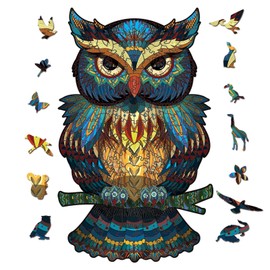 Holzsammlung Colourful Owl Wooden Puzzle Unique Animal Shape Puzzle Pieces, Magic Wooden Puzzles for Adults and Children, Wooden Puzzle Toy with Gift Box for Decoration (24.5 x 40.3 cm, 300 Pieces)