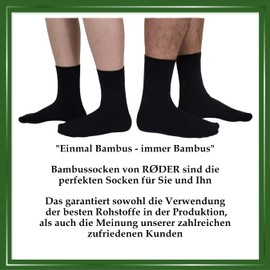 RØDER Pack of 6 bamboo socks, super soft, optimal foot climate, hand-linked toe seam, anti-sweat socks, black