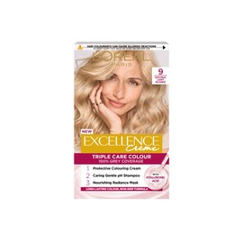L'Oréal Paris Excellence Crème Permanent Hair Dye, Radiant At-Home Hair Colour with up to 100% Grey Coverage, Pro-Keratin, Up to 8 Weeks of Colour, Colour: 9 Natural Light Blonde