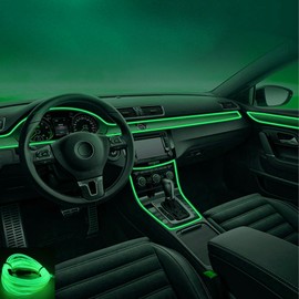 Car LED Interior Lighting, USB EL Wire Car 5 m Ambient Lighting 5 V Car Light Suitable for Dashboard Grouts, Door Joints, DIY Designs (Light Green)