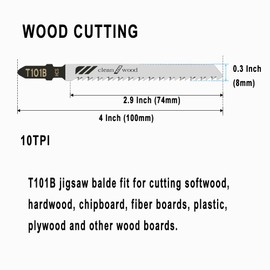 25Pack T101B T-Shank Jigsaw Blades - 4 Inch 10 TPI Contractor Jig Saw Blades Set Made with High Speed Carbon Steel Precise Clean Straight Cutting Wood Boards Plastic PVC