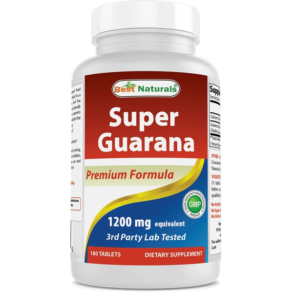 Best Naturals Guarana 1200 mg 180 Tablets (180 Count (Pack of 3))