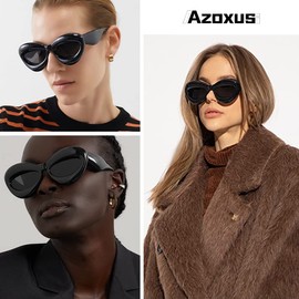 Azoxus Cute Lip Shape Trendy Cat Eye Sunglasses Women Men Funny Inflated Frame Fashion Shades Black