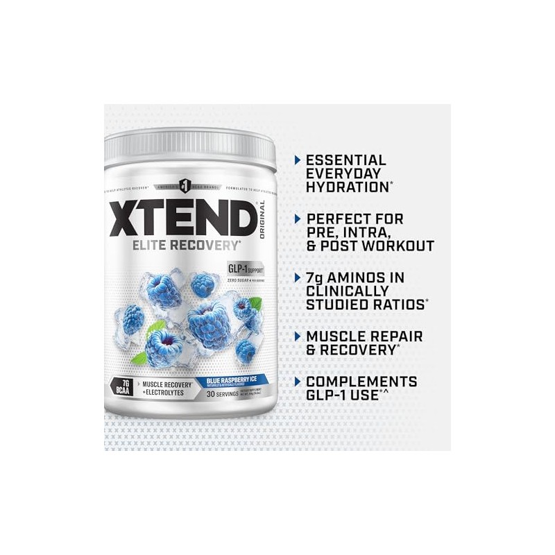 XTEND Original BCAA Sabor Frambuesa Azul, 30 Servicios. Suplemento Alimenticio