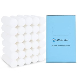 Mister Rui Foam Paint Roller Covers, Foam Paint Roller 4 Inch Sponge Paint Roller, Pack of 30, High Density Foam Brings Smooth Finishes, Perfect for Cabinets, Cupboards, Doors