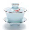 Hormsdar Yixing Handmade Celadon Colorful Koi Fish Gaiwan,Chinese Gongfu Tea