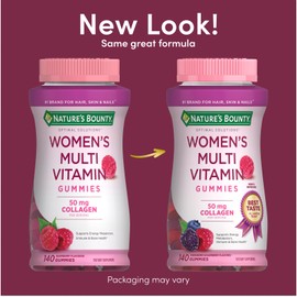 Nature's Bounty Optimal Solutions, Women's Multivitamin Gummies for Immune Support, Cellular Energy Support, Bone Health, Raspberry Flavor, 140 Ct, 70 Total Servings