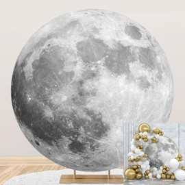 DORCEV Diameter 6ft Outer Space Round Backdrop Cover Universe Moon Surface Mysterious Fantasy Cosmic Planet Photography Background for Boy Birthday Party Decor Kids Adults Art Portrait Photo Props