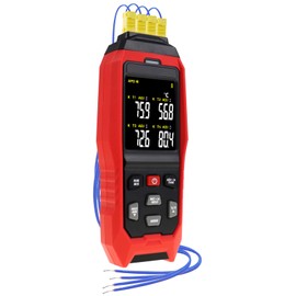 4-Channel Digital K Type Thermocouple Thermometer Data Logger | Programmable Temp Recording | -328~2501℉ Range | 5000 Groups Storage | Audible & Visible Alarm | ADJ Compensation | High Accur