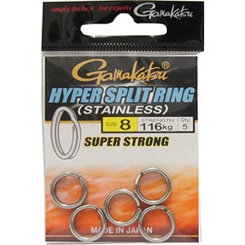 Gamakatsu Hyper Split Ring Black Nickel Spring Rings Size:8