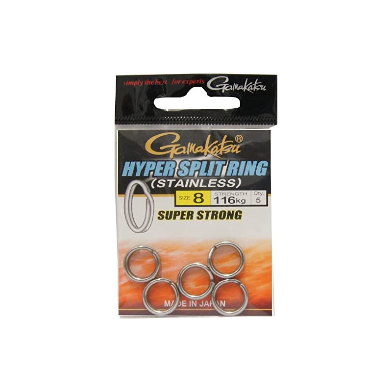 Gamakatsu Hyper Split Ring Black Nickel Spring Rings Size:8