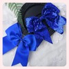 Navy Blue Cheer Bow Hair Tie for Braids Ponytail Rhinestone