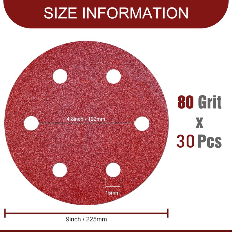 9 Inch Sanding Disc 80 Grit Hook and Loop Sandpaper