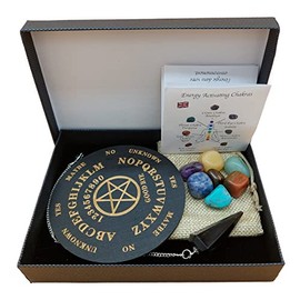 AB India Crafts Taschen Pendel Set Schwarzer Turmalin Edelstein Pendel 7 Chakra Edelsteine in Geschenkbox | Metaphysik Esoterik Hexerei