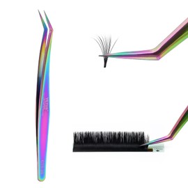 EMEDA Tweezers for Lash Extensions, Fiber Tip Lash Tweezers for Lash Extensions, 45° Tweezers for Eyelash Tweezers, Stainless Steel Tweezers Eyelash Extensions for Lash Artist and Beginners