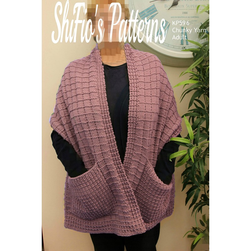 Knitting Pattern for Pocket Scarf, Chunky Yarn, Shoulder Warmer Scarf,