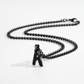 Esmoly Men's Stainless Steel Pendant Necklace with Letters A-Z, Silver Gold Black Letters, Double Chain Necklace for Men 18 + 20 Inches / 46 + 51 cm, Birthday Gifts for Men, Stainless Steel, No