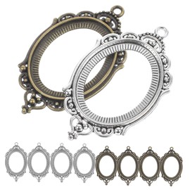 DOITOOL 1set Alloy Bezel Pendant Blanks with Hole for DIY Jewelry Making Vintage Style Settings for Necklaces Bracelets Keychains and More Durable Alloy Material for 10pcs