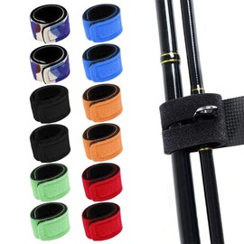 Aililong Pack of 12 Rod Bands – Fishing Accessories Velcro Straps in 6 Colours, 30 cm Elastic Rod Bands for