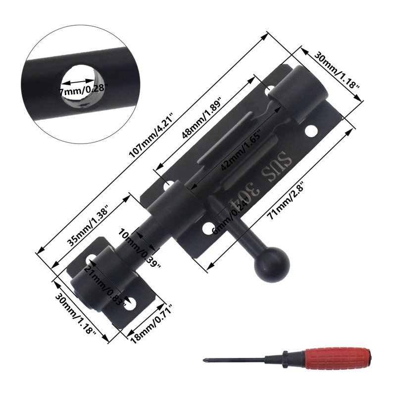 Slide Bolt Gate Latch Hardware，SAFYY 1 PCS Barrel Bolt Latch,Heavy