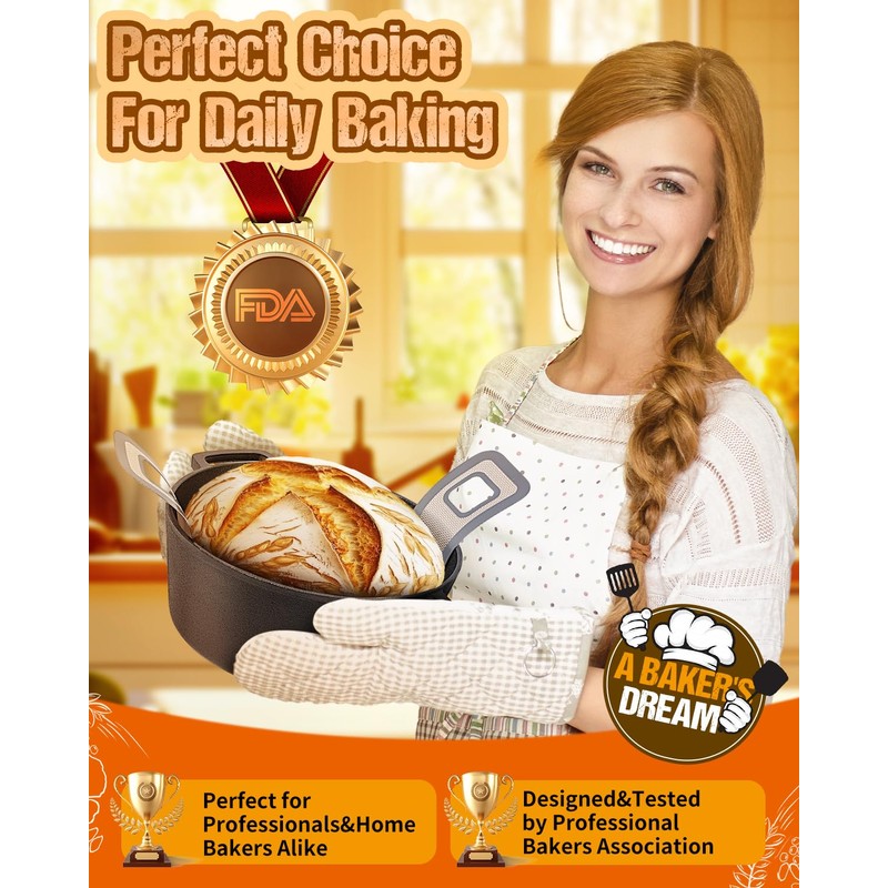 Cast Iron Dutch Oven for Sourdough Bread Baking, Pre-Seasoned 5QT