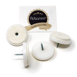 Adsamm® / 4 x felt glides with screw / white / diameter 40 mm / round / furniture glides for screwing in premium quality