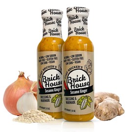 Brick House Sesame Ginger Salad Dressing Vinaigrette, 12 oz, Pack of 2 - Vinaigrette Inspired by Asian Salad Dressings - Vegan, Low Carb, Low Sodium Sesame Dressing, No Preservatives, Made in USA