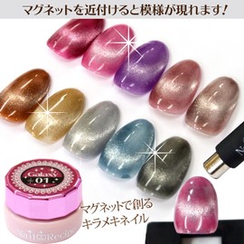 Nail Recipe Color Gel, Galaxy, Magnetic Gel, Cat Eye Gel, Lame Gel, Pearl Gel, Gel Nail, Nail Color Set, UV/LED, Soak Off Type, Self Nail Coloring (5 Color Set A Pattern)