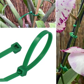 GARDENIX Pflanzenbinder, Kabelbinder 100 Stück (4.8 mm x 160mm, Grün), Wiederverwendbar, Verstellbarer