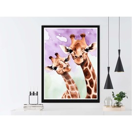 VAIIEYO 5D Diamond Art Kits for Adults for Adults Giraffe, Diamond Painting Animal, Paint by Numbers Oil Painting Full Drill Round Rhinestone Craft Canvas for Home Wall Decor 12x16 inch