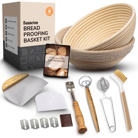 Trailblaze Banneton Bread Proofing Basket - Sourdough Bread Baking Supplies – Sourdough Starter Kit – Sourdough Proofing Basket Gift for Bakers - 2x Round Bread Baskets (9 Inch)