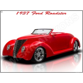 1937 Ford Roadster Convertible Hot Rod New Metal Sign: Fully Restored