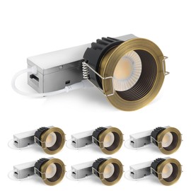 Adetu 2 Inch 5CCT Anti-Glare LED Recessed Ceiling Light with Junction Box, 2700K/3000K/4000K/50000K Selectable, CRI90+, 8W, 840LM, Dimmable Canless Water Downlight-ETL&FCC (Bronze, 6 Pack)