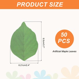 sourcing map 50 Pack Artificial Leaves Fall Leave Cutouts Thanksgiving Day Autumn Leaf Decorate Green with Glue 3.7x2.4 Inch for Wedding Thanksgiving Parties Crafts