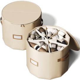 Vailando Shoe Organizer for Closet - Cylindrical Shoe Storage Organizer with Adjustable Dividers for Closet, Foldable Shoe Storage Box, Blush Pink, 2-Pack, Large