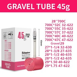 RideNow 4 Pack Lightweight Bike Inner Tube 700C/28'' Gravel & 29'' MTB TPU Bicycle Tire Compatible with 700 x 32C-47C, 29'' Mountain Bike Valve Length French 65mm
