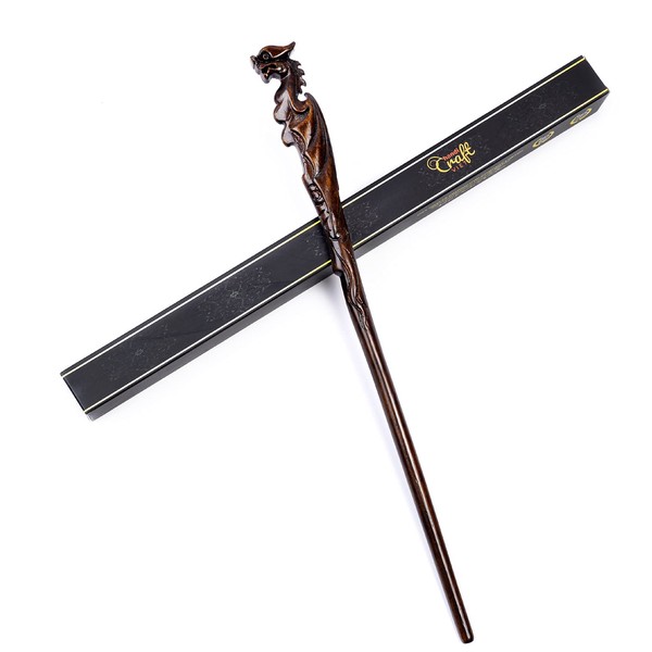 Handicraftviet Dragon Wand - Hand Carved Wooden Magic Wand, Wizards Wand 15'' for Collectible Cosplay, Magic Wand Gift for Children and Adults on Halloween, Christmas and Birthday Party