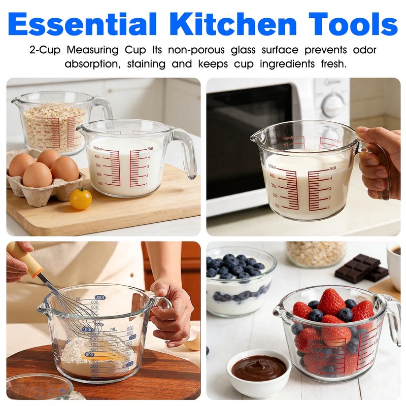 BZTT 2-Cup Liquid Glass Measuring Cups 16 OZ for Kitchen