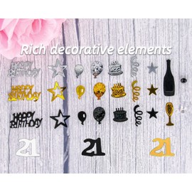 Giftota - Konfetti 21 Geburtstag Deko - 21. Geburtstag Deko - Konfetti (Gold Schwarz) - Partydekoration Geburtstag 21 - Konfetti-Dekoration für Jubiläen, Geburtstage, Partys