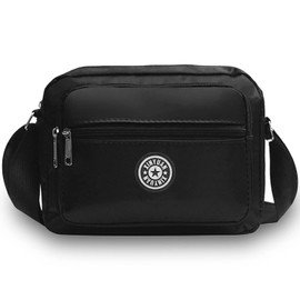 Bolsas Cruzadas para Mujeres Bolso Bandolera Crossbody Impermeable Mensajero Gran Capacidad Bolsa de Hombro de Lona Bolsos de Viaje con Múltiples Bolsillos (Negro)