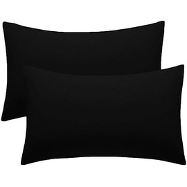 Pack of 4 100% Poly Cotton Housewife Pillow Case/Cover Soft Plain Dyed For Bedroom Pillowcase Pair (Black)