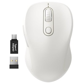 WisFox 2.4G Wireless Mouse for Laptop, Ergonomic Computer Mouse with USB Receiver and Type-C Adapter, 3 Adjustable Levels, 6 Button Cordless Wireless Mice (White)